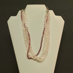 Lavender, Opaque And Clear Beaded Necklace